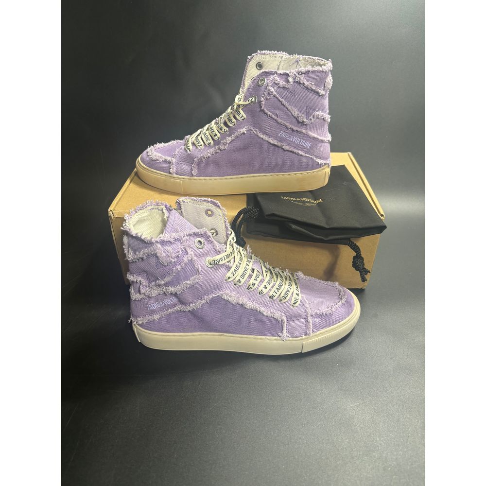Zadig‎ & Voltaire NIB High Flash Canvas Sneakers Boomerang FR39/US8 $398